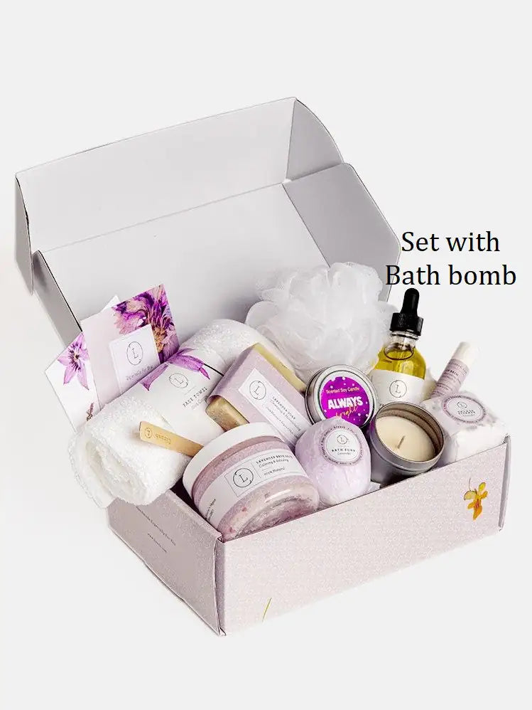 Lavender Gift Box with Bath Bomb and Shower Steamers