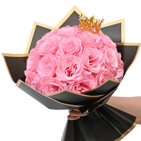 Pink Glitter Rose Bouquet - 24 Roses