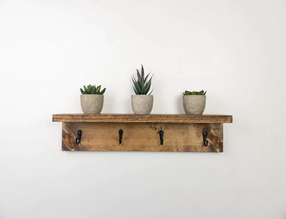 Coat Rack Shelf, Wall Coat Rack with Shelf, Wall Shelf with Hooks, Entryway Shelf