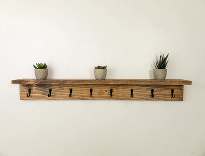 Coat Rack Shelf, Wall Coat Rack with Shelf, Wall Shelf with Hooks, Entryway Shelf