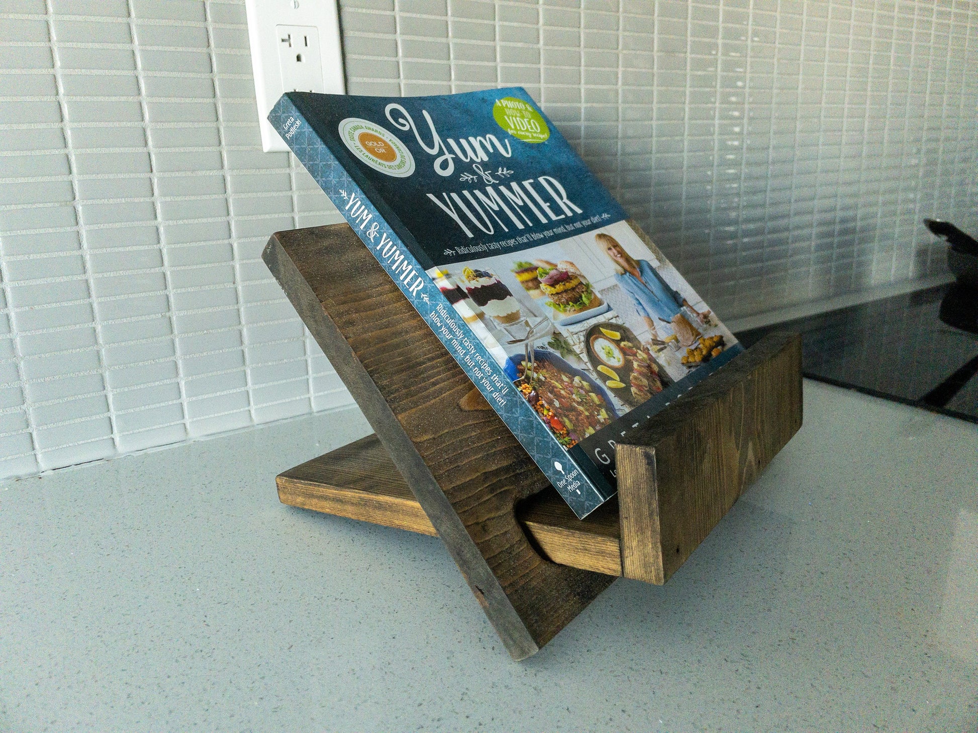 Cookbook Holder - Adjustable Wood Cookbook Stand - Tablet stand - Book stand - Recipe holder