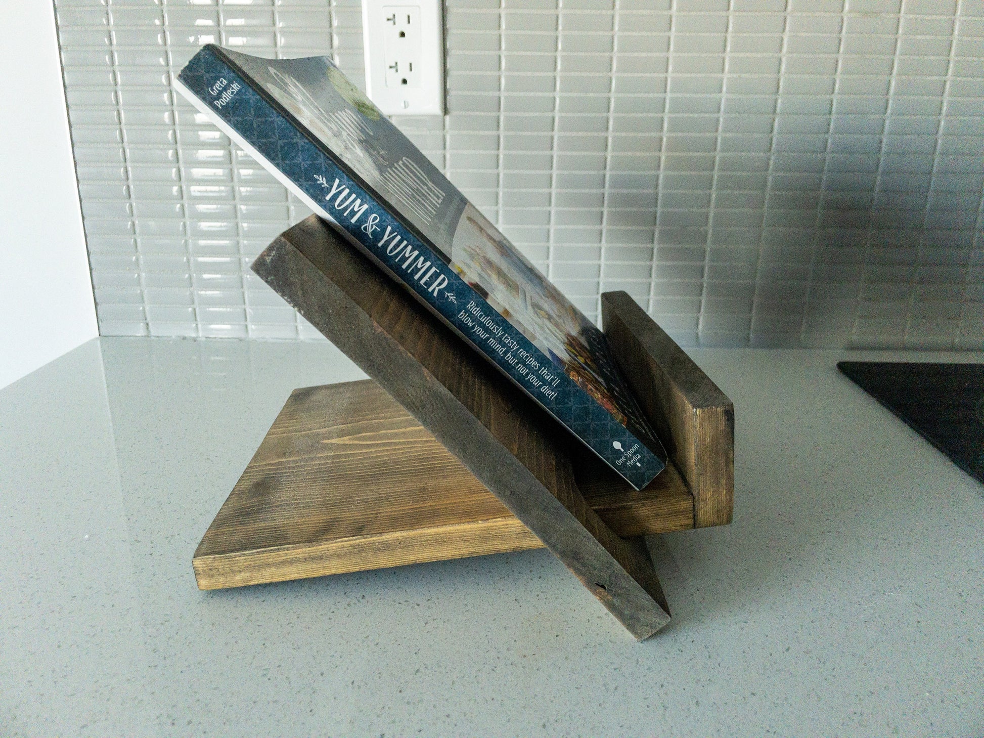Cookbook Holder - Adjustable Wood Cookbook Stand - Tablet stand - Book stand - Recipe holder
