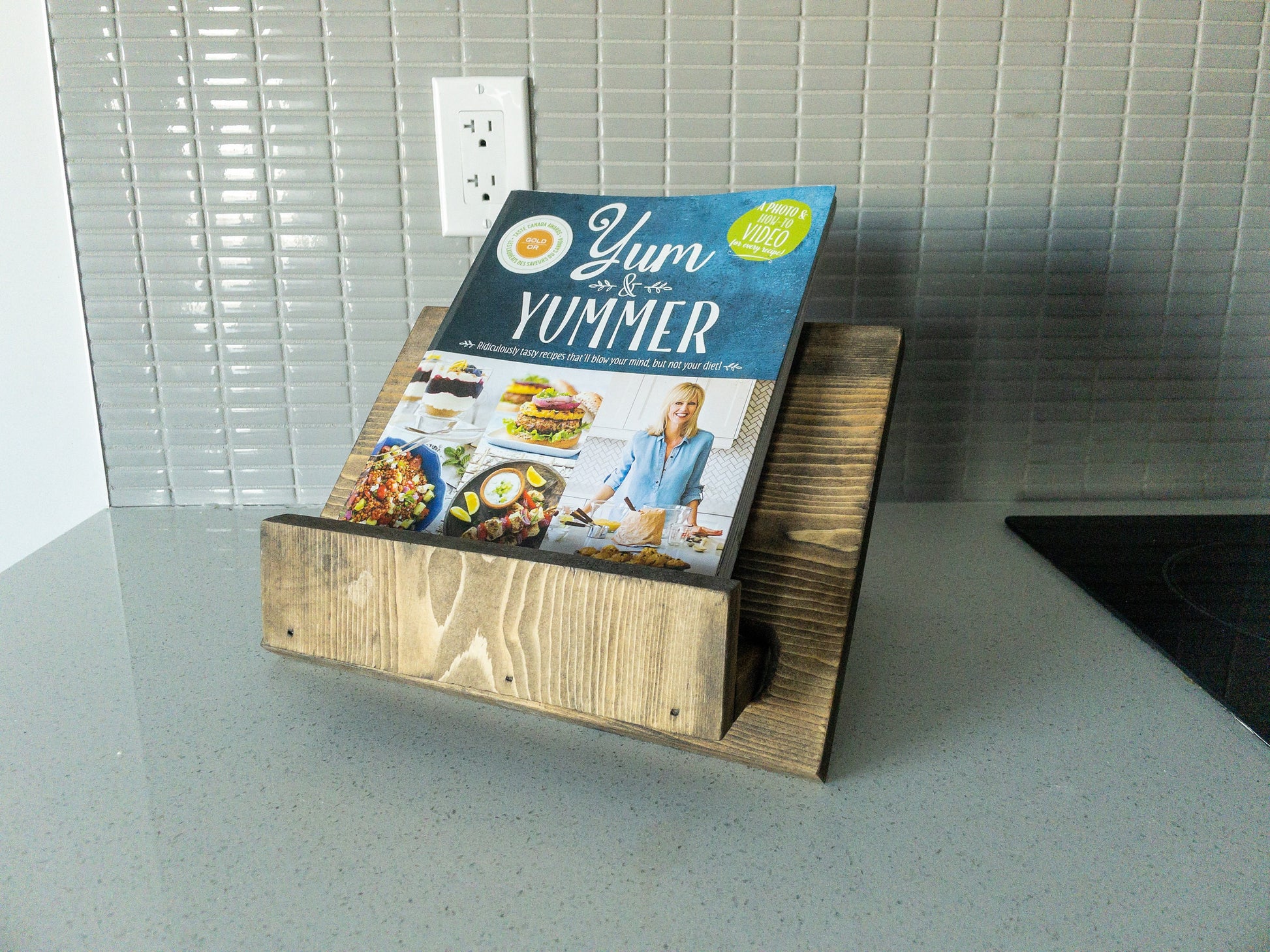 Cookbook Holder - Adjustable Wood Cookbook Stand - Tablet stand - Book stand - Recipe holder