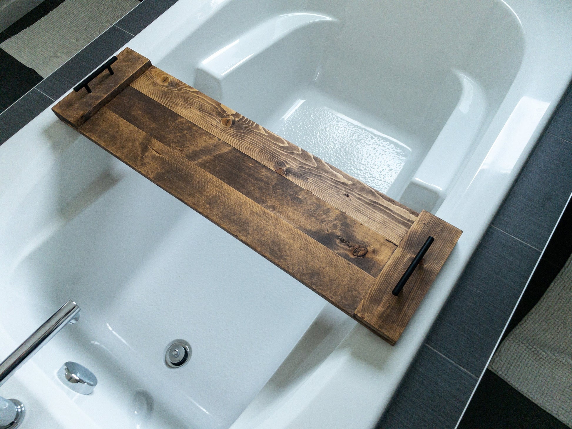 Over the Sink Bathroom Shelf, Rustic Wood Bath Caddy, Bathtub Tray