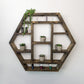 Large Hexagon Wall Shelf - 28"x 24.2" - Essential Oil Shelf -  Crystal display shelf. Floating hexagon shelf with optional drawer.