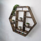 Large Hexagon Wall Shelf - 28"x 24.2" - Essential Oil Shelf -  Crystal display shelf. Floating hexagon shelf with optional drawer.