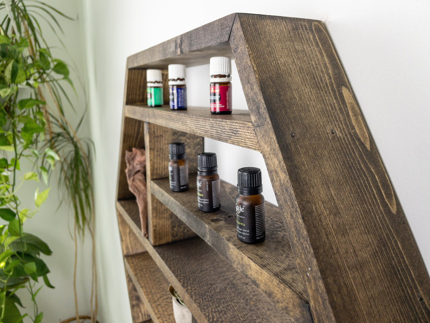 Large Essential Oil Shelf - Honeycomb Wall Shelf - 28"x 24.2" - Crystal display shelf. Floating hexagon shelf with optional drawer.