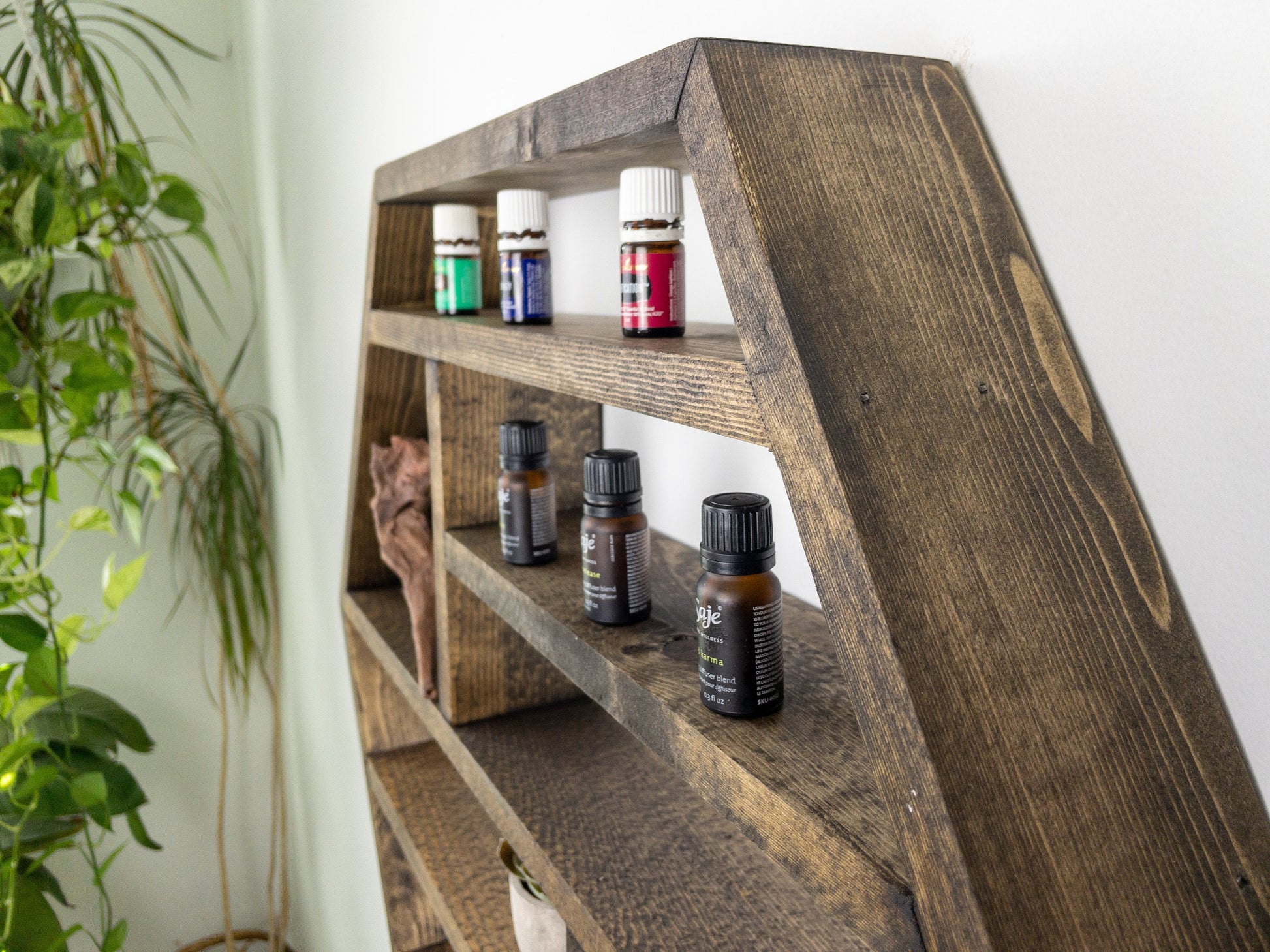 Large Essential Oil Shelf - Honeycomb Wall Shelf - 28"x 24.2" - Crystal display shelf. Floating hexagon shelf with optional drawer.