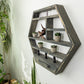 Large Honeycomb Wall Shelf - 28"x 24.2" - Crystal display shelf. Floating hexagon shelf with optional drawer.
