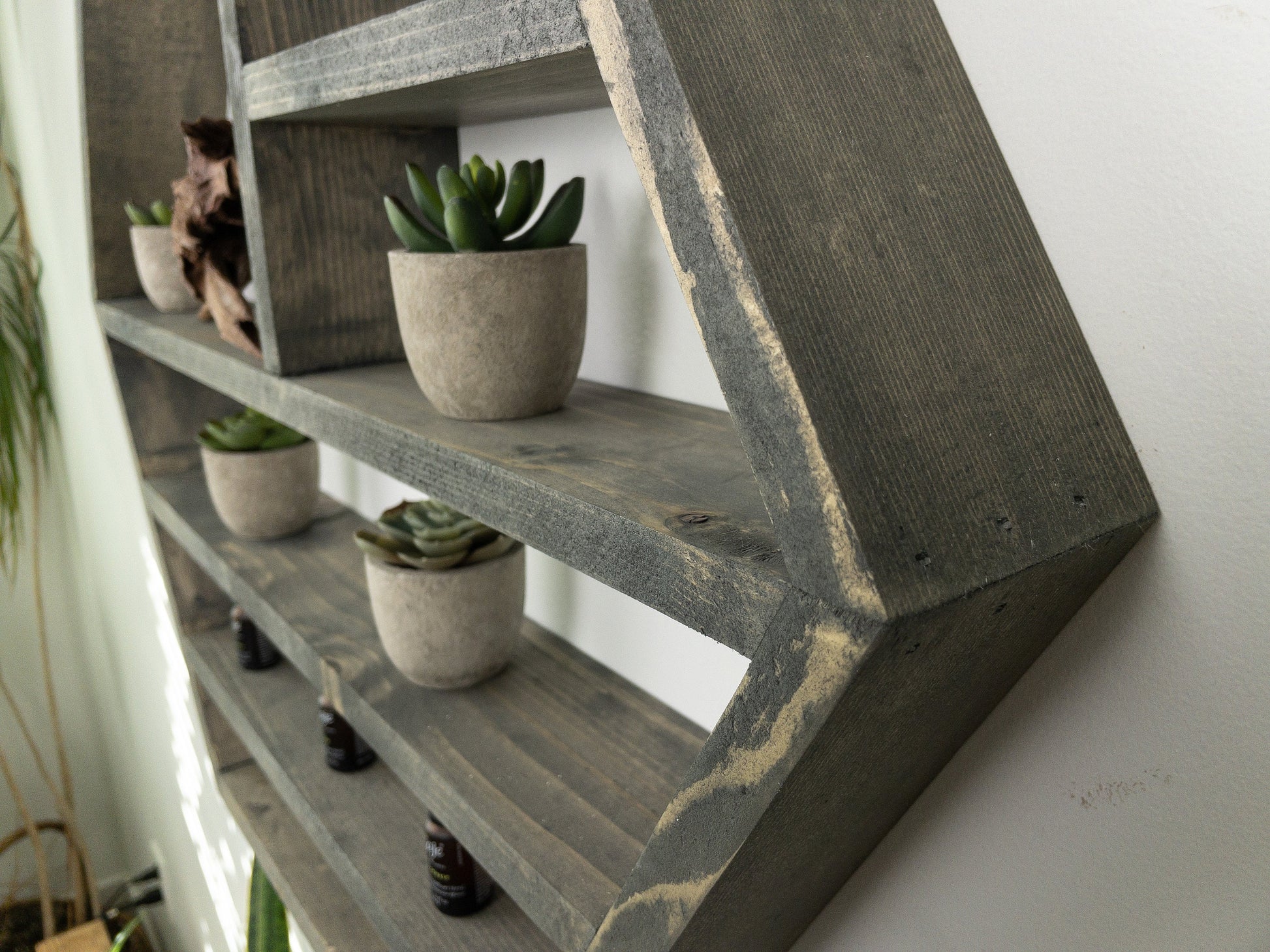Large Honeycomb Wall Shelf - 28"x 24.2" - Crystal display shelf. Floating hexagon shelf with optional drawer.
