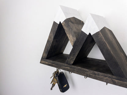 XS Mountain Shelf Key Holder - Entryway Organizer, Key Holder for Wall, Rustic Decor