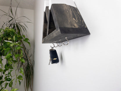 XS Mountain Shelf Key Holder - Entryway Organizer, Key Holder for Wall, Rustic Decor