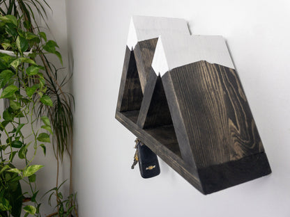 XS Mountain Shelf Key Holder - Entryway Organizer, Key Holder for Wall, Rustic Decor