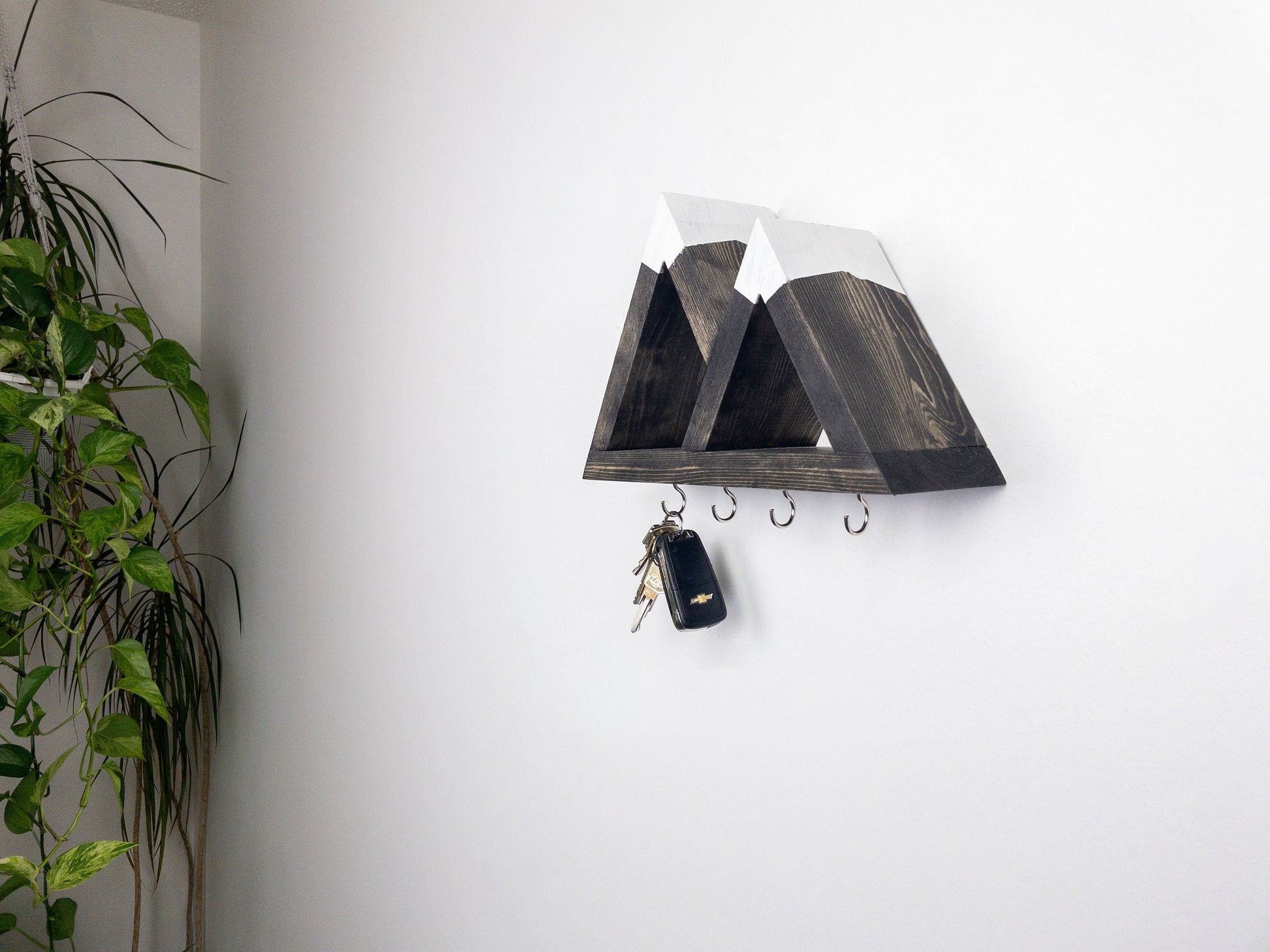 XS Mountain Shelf Key Holder - Entryway Organizer, Key Holder for Wall, Rustic Decor