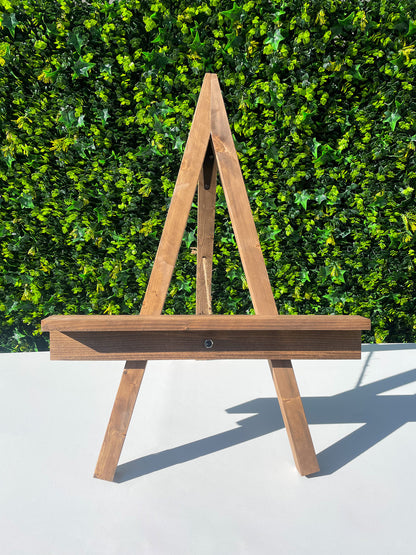Mini Table Top Easel with Adjustable Shelf - Mini Wood Easel - Rustic Event Stand for Signage