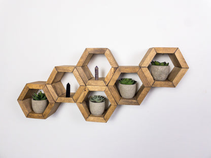 Mini Hexagon Shelves, Set of Hexagons, Honeycomb Shelves, Plant Shelves, Wall Decor