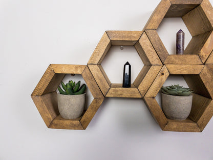 Mini Hexagon Shelves, Set of Hexagons, Honeycomb Shelves, Plant Shelves, Wall Decor