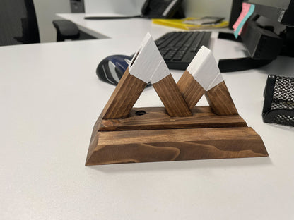 Business Card Holder, Wood Pen and Business Card Holder, Mountain Artwork, Desk Organizer, Office Gift