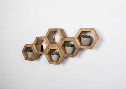 Mini Hexagon Shelves, Set of Hexagons, Honeycomb Shelves, Plant Shelves, Wall Decor