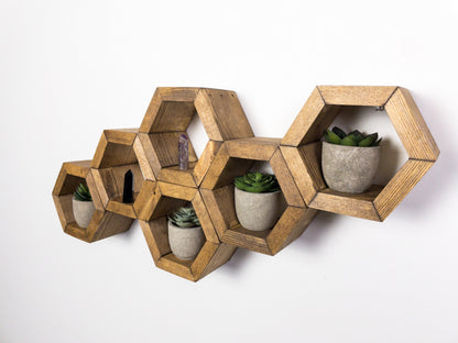 Mini Hexagon Shelves, Set of Hexagons, Honeycomb Shelves, Plant Shelves, Wall Decor