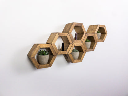 Mini Hexagon Shelves, Set of Hexagons, Honeycomb Shelves, Plant Shelves, Wall Decor