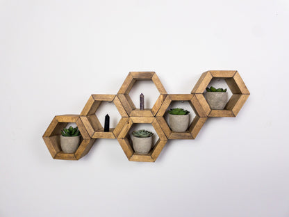 Mini Hexagon Shelves, Set of Hexagons, Honeycomb Shelves, Plant Shelves, Wall Decor
