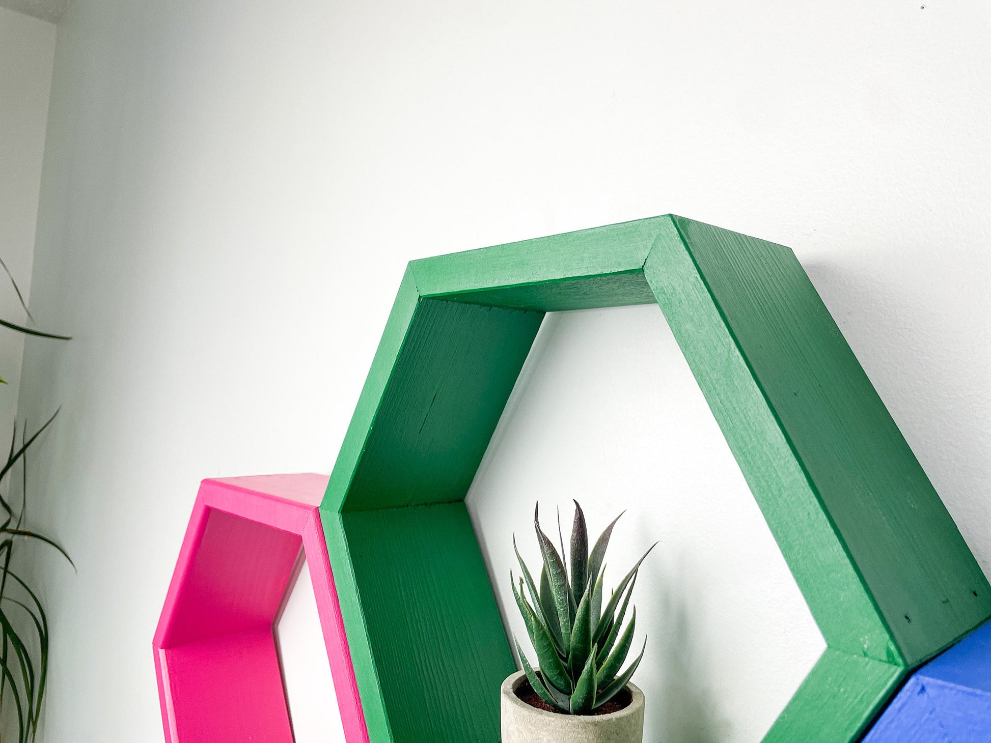 Set of 4 Hexagon Shelves, Multi Colored Hexagons, Honeycomb Shelves, Plant Shelves, Wall Decor