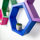 Set of 4 Hexagon Shelves, Multi Colored Hexagons, Honeycomb Shelves, Plant Shelves, Wall Decor