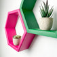 Set of 4 Hexagon Shelves, Multi Colored Hexagons, Honeycomb Shelves, Plant Shelves, Wall Decor