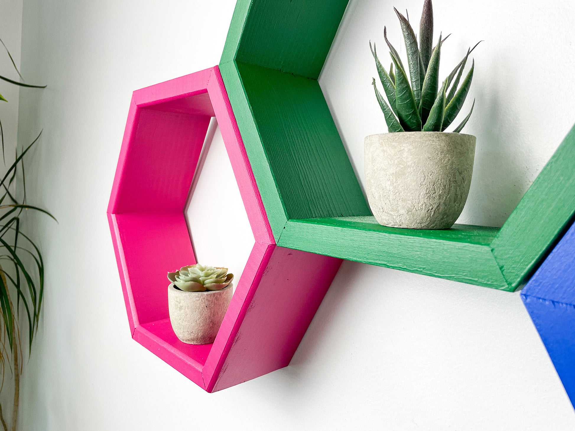 Set of 4 Hexagon Shelves, Multi Colored Hexagons, Honeycomb Shelves, Plant Shelves, Wall Decor