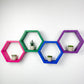 Set of 4 Hexagon Shelves, Multi Colored Hexagons, Honeycomb Shelves, Plant Shelves, Wall Decor
