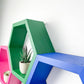 Set of 4 Hexagon Shelves, Multi Colored Hexagons, Honeycomb Shelves, Plant Shelves, Wall Decor