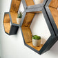Set of 6 Hexagon Shelves, Two Tone, Two Color, Honeycomb Shelves, Plant Shelves, Wall Decor