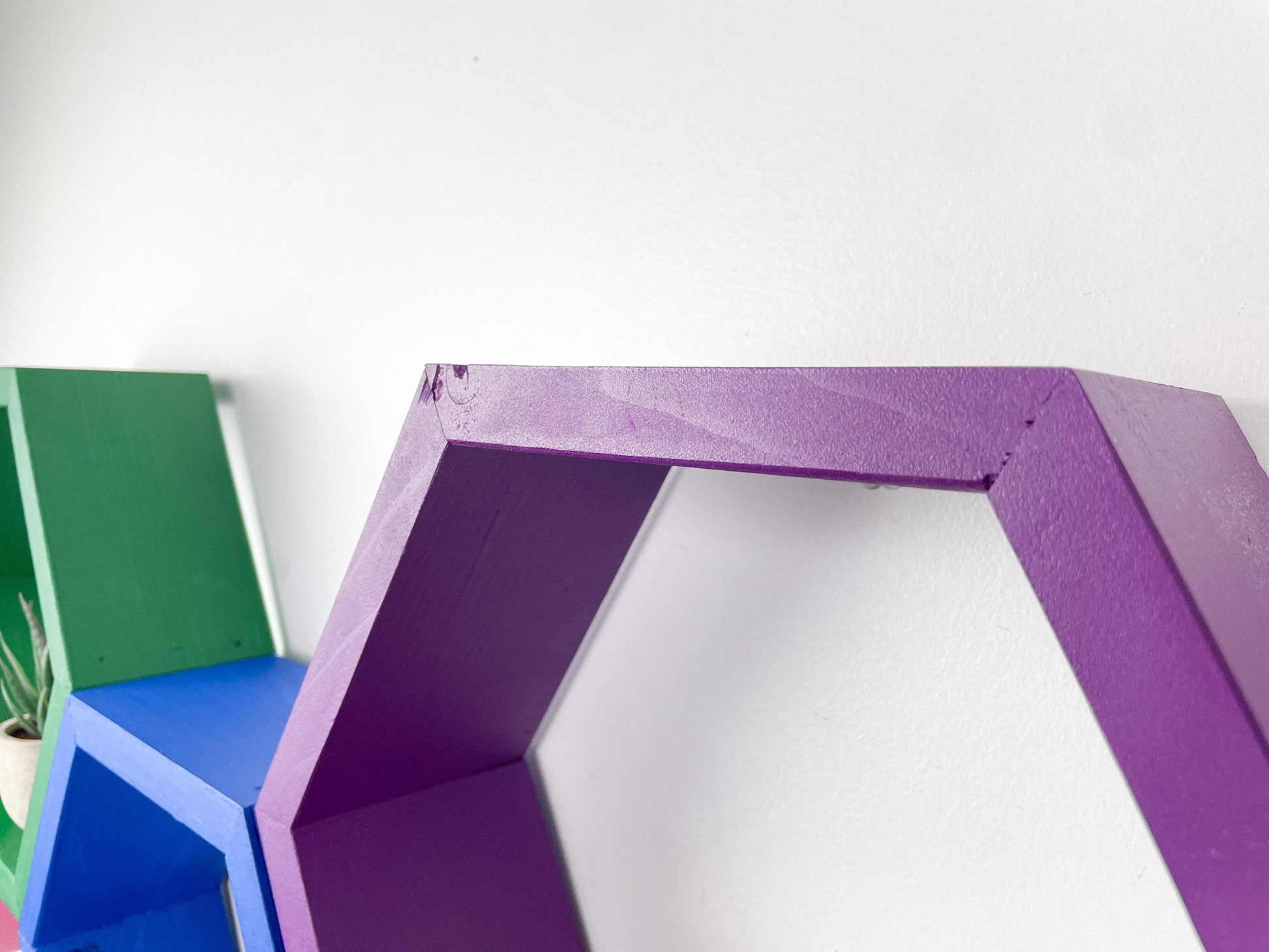 Set of 4 Hexagon Shelves, Multi Colored Hexagons, Honeycomb Shelves, Plant Shelves, Wall Decor