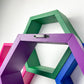 Set of 4 Hexagon Shelves, Multi Colored Hexagons, Honeycomb Shelves, Plant Shelves, Wall Decor