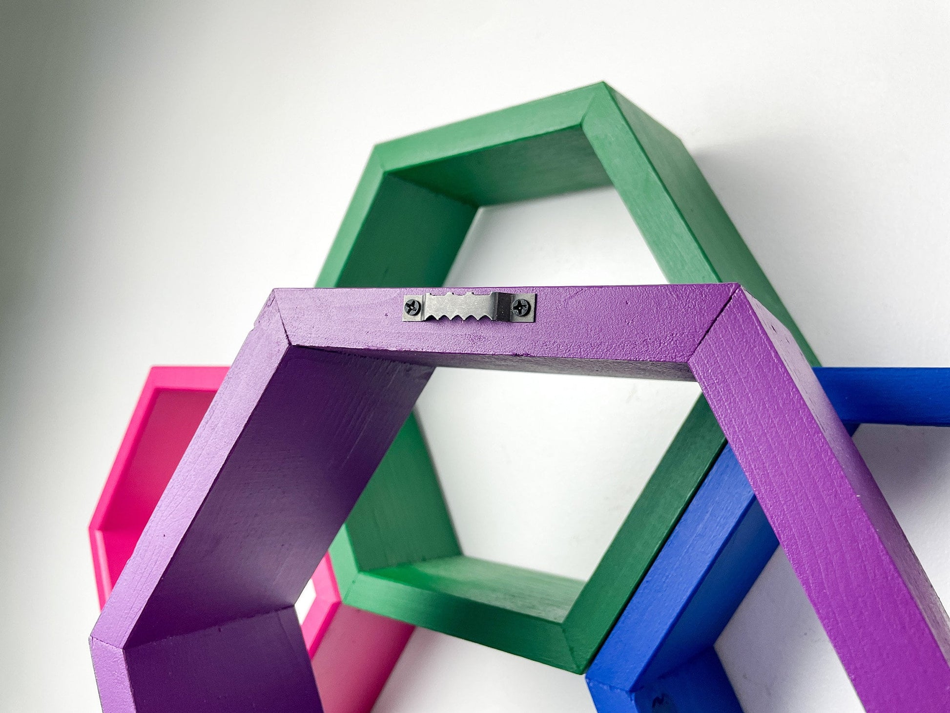 Set of 4 Hexagon Shelves, Multi Colored Hexagons, Honeycomb Shelves, Plant Shelves, Wall Decor