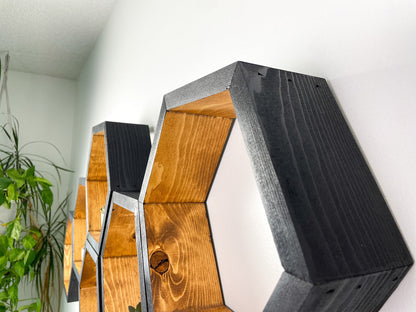 Set of 6 Hexagon Shelves, Two Tone, Two Color, Honeycomb Shelves, Plant Shelves, Wall Decor