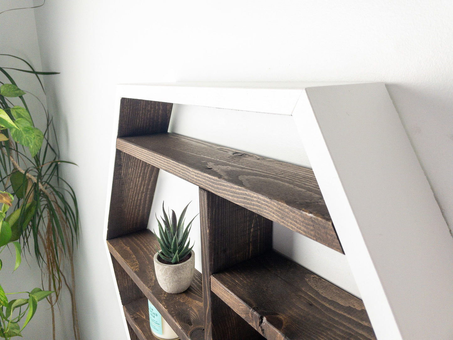 Essential Oil Shelf - Honeycomb Wall Shelf - 28"x 24.2" - Crystal display shelf. Floating hexagon shelf