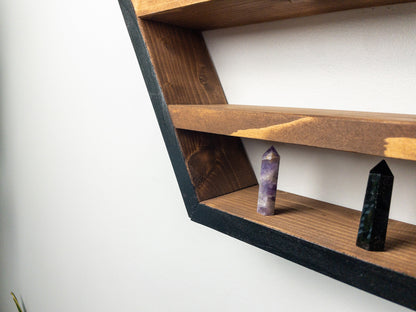 Essential Oil Shelf - Honeycomb Wall Shelf - 28"x 24.2" - Crystal display shelf. Floating hexagon shelf