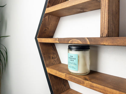 Essential Oil Shelf - Honeycomb Wall Shelf - 28"x 24.2" - Crystal display shelf. Floating hexagon shelf