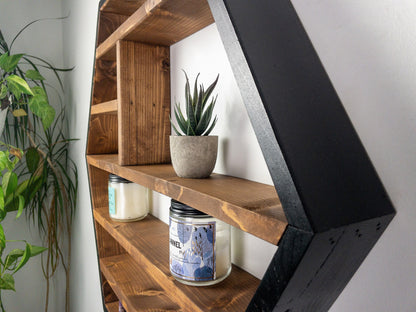 Essential Oil Shelf - Honeycomb Wall Shelf - 28"x 24.2" - Crystal display shelf. Floating hexagon shelf